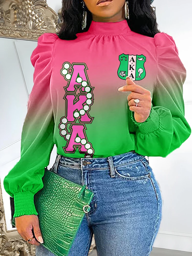 Классическая блузка Alpha Kappa Alpha Sorority с пышными рукавами