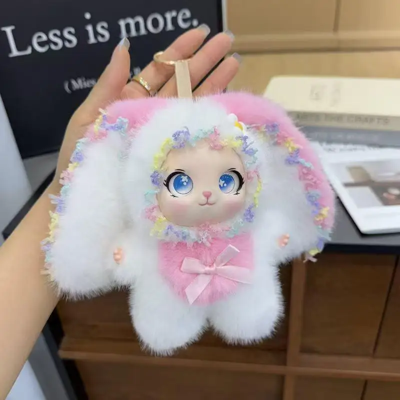2026 Popular Cute Rabbit Plush Big Ear Bunny Exquisite Doll High School Backpack Keychain Pendant Cute Decoration