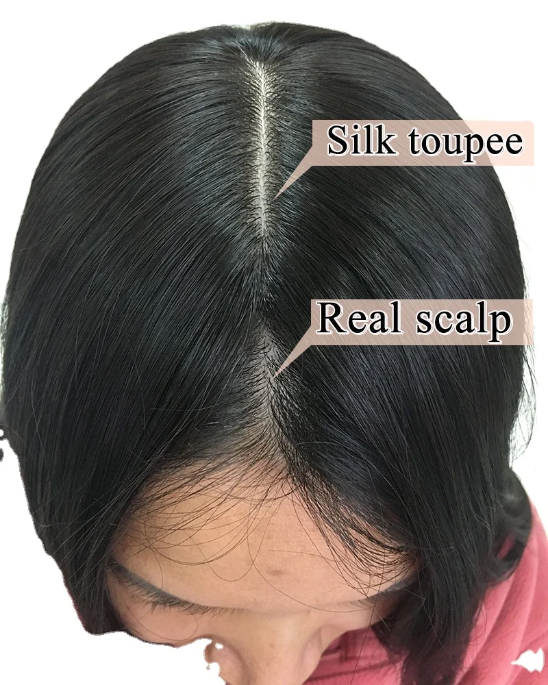 Guangzhou Beauty Girl Hair Remy Human Hair 5.5x6 Inch Dark Brown Natural Scalp Silk Base Topper Units