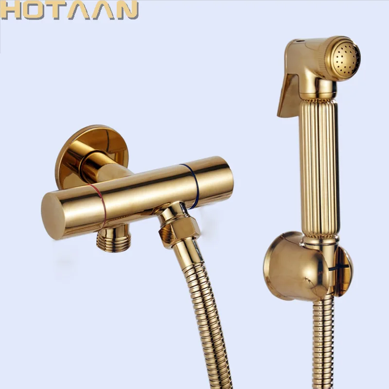 

Gold Bidets Faucet Sprayer Toilet Corner Valve Handheld Hygienic Garden Faucet Bidet Head Pet Sprayer Tap