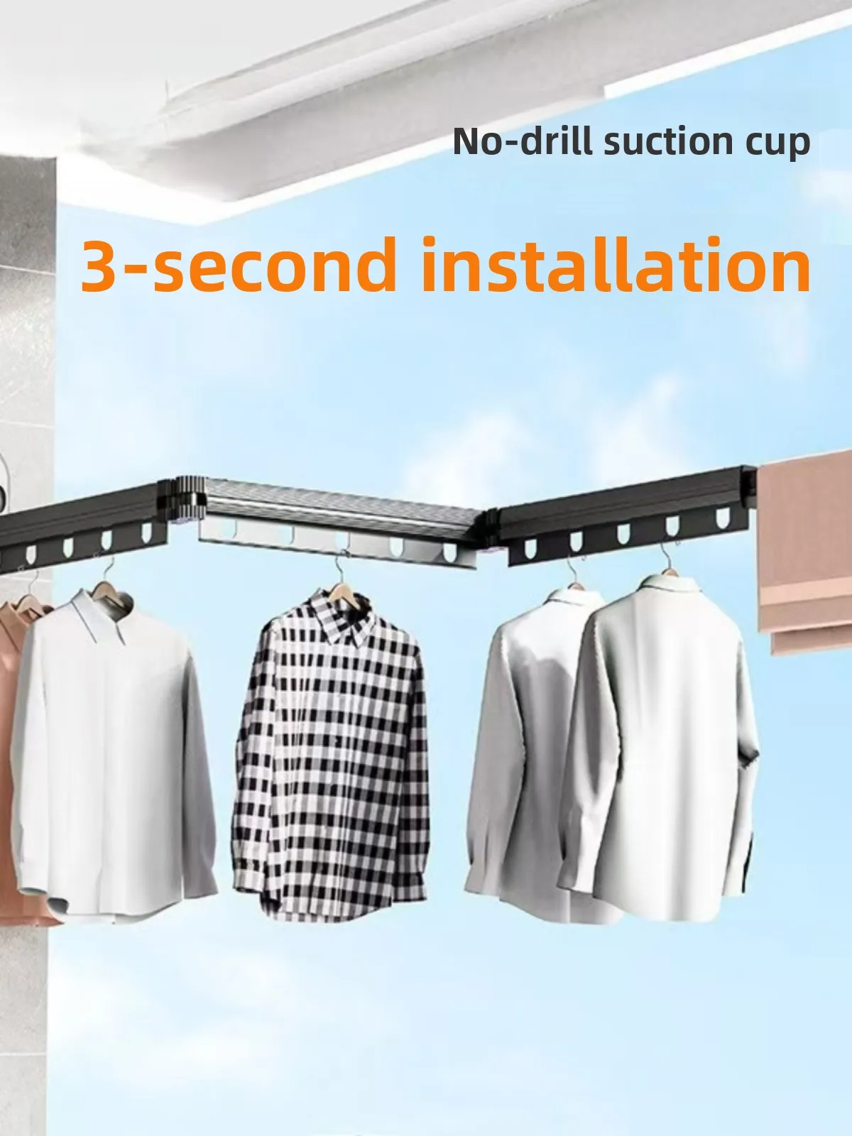 

Invisible Suction Cup Clothes Drng Ra Retractable No Balcony Glass Window Indoor Clothesline Aluminum Alloy Nordic Sle