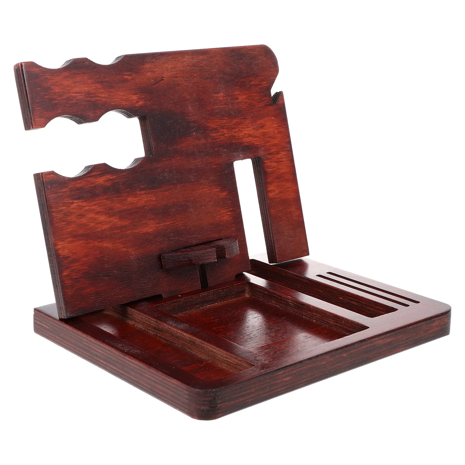 Solid Wood Storage Tray Multi-Functional Desktop Organizer for Phone Watch Wallet Keys Bracelet Holding Station Home Office view 3