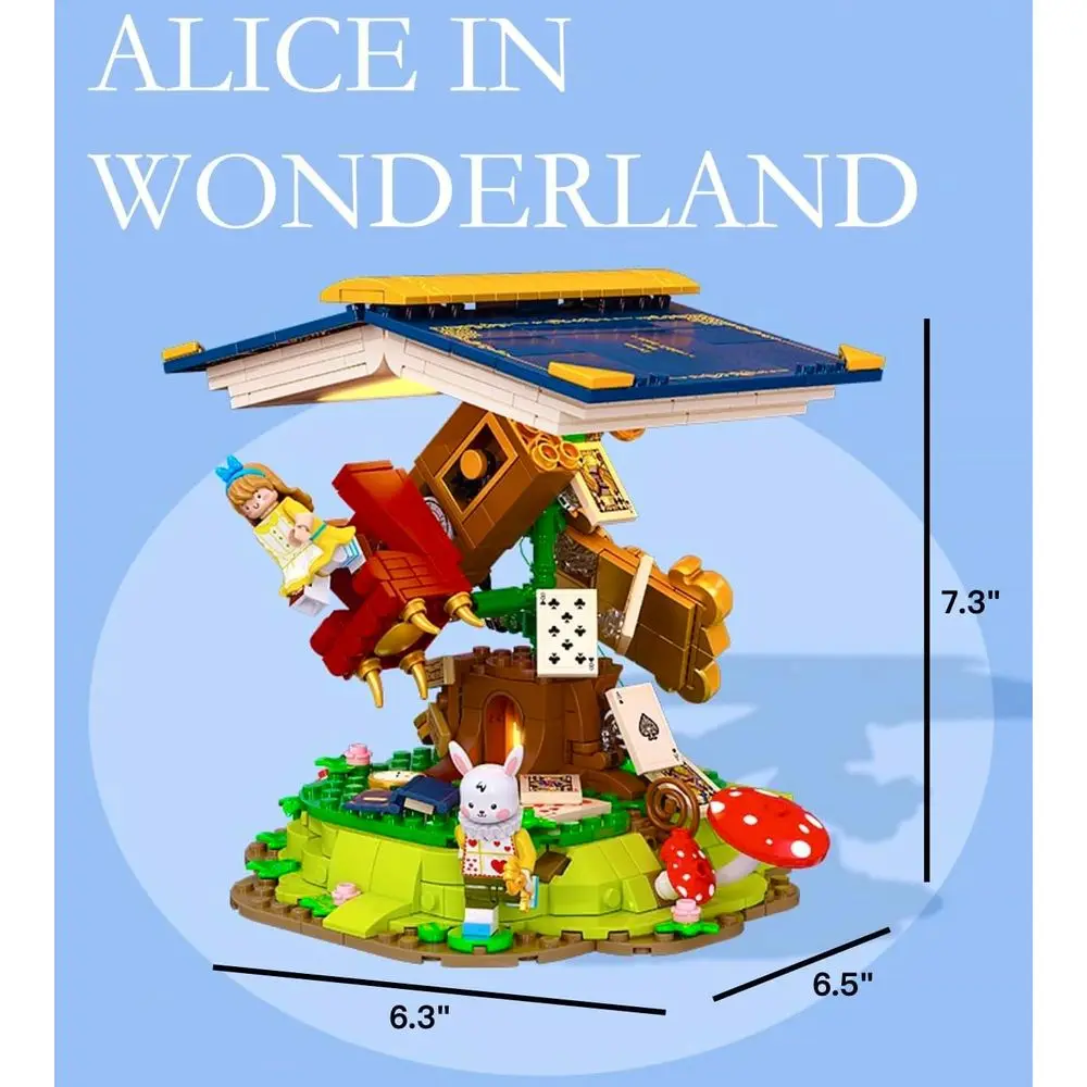 Bloques de construcción temáticos de Alicia en el país de las maravillas, decoración decorativa para el hogar, regalo para todas las edades, edición coleccionable