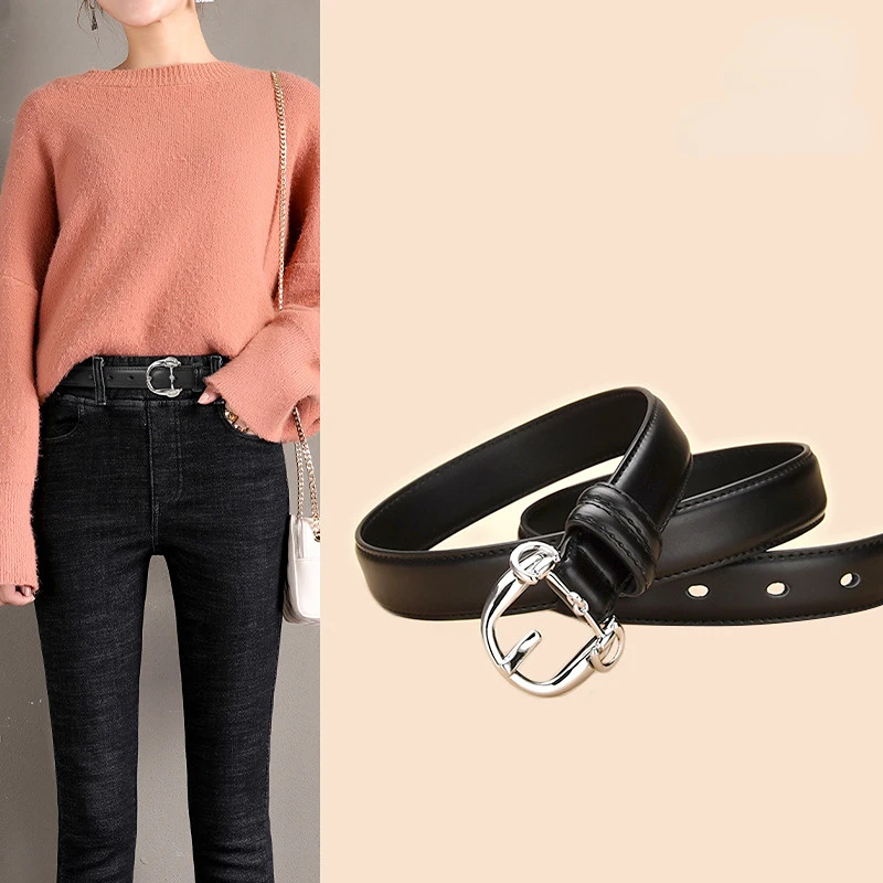 

Women's Belts Versatile Cowhide Needle Buckle Leather Belt Women's Decorative Jeans Casual Pants High Quality Designer Waistband