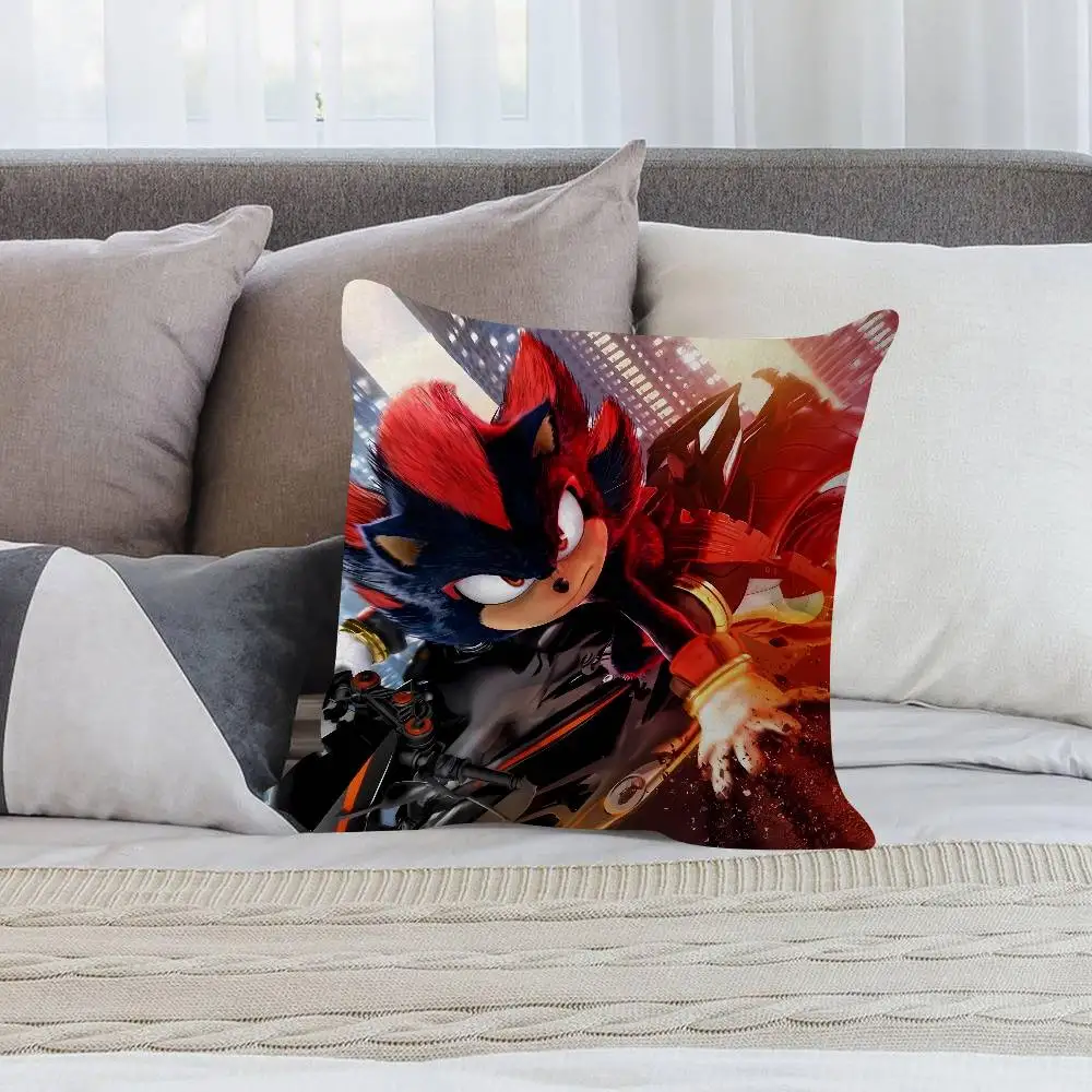 Movie S-Sonic The T-Hedgehog 3 45*45cm Cushion Cover Cushion Covers Natural Linen Breathable Sofa Bedroom Decor Pillowcase - view 5