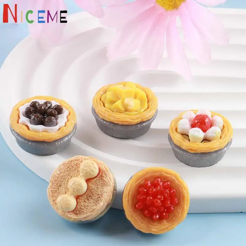 5Pcs 1/12 Dollhouse Simulation Egg Tart Dollhouse Mini Dessert Model Dolls House Food Decor Accessories