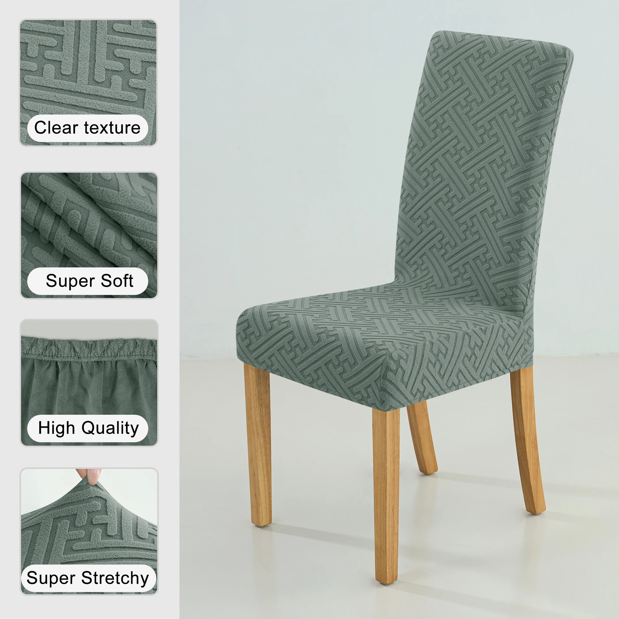 Elastic Jacquard Chair Cover For Dining Room Thick Dustproof Chair Cover Slipcover For Dining Kitchen Hotel Wedding Banquet