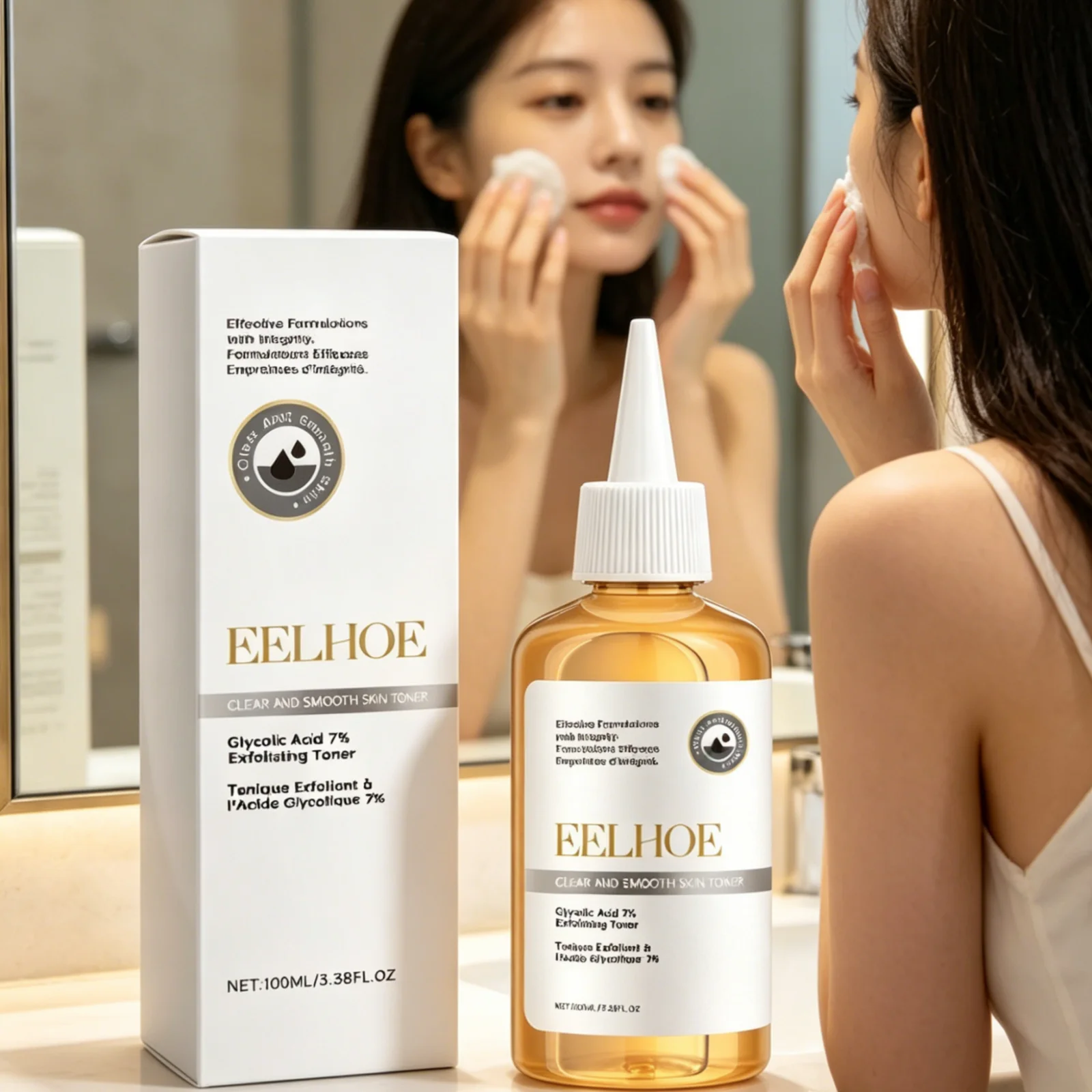 EELHOE Glycolic Acid Toner Gentle Exfoliation Refine Pores Deep Moisturizing Brighten Skin Tone Natural Clear Smooth Skin Toner