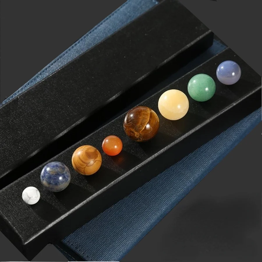 Quartz Crystal Planet The Solar System Real Gems Ornament Bead Jade Agate Ball Space The Universe Display Figurines Collection