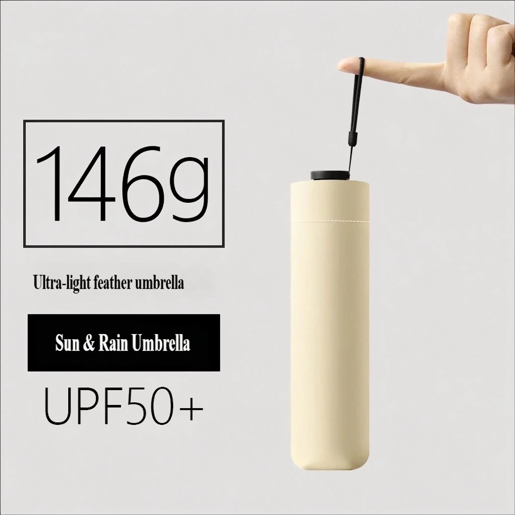 146g Japanese Ultra-Light Fiber Sun Umbrella, 6-Rib 3-Fold Pencil Umbrella, UV Protection Dual-Use Sun & Rain Portable Umbrella