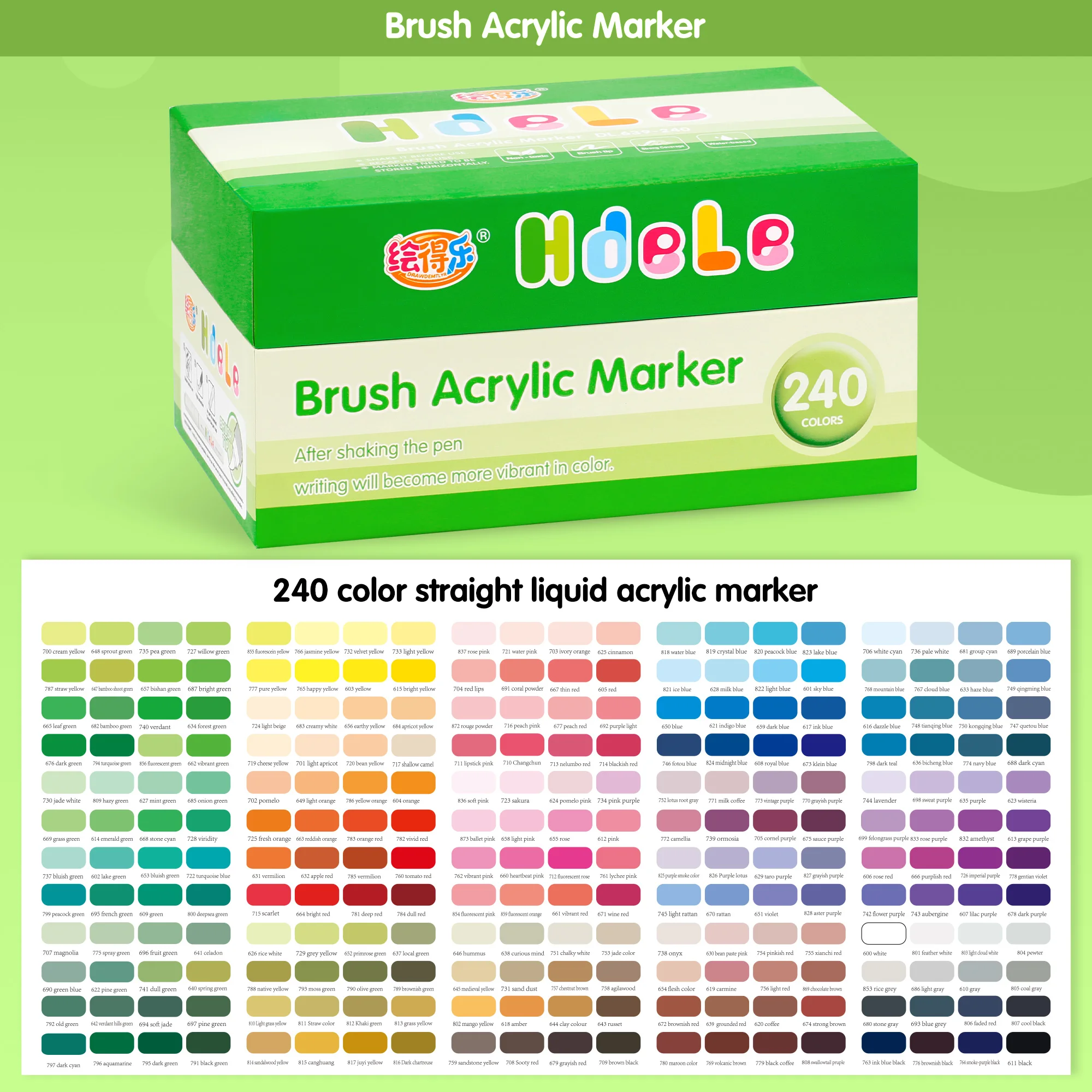 Hdele 240/72/24/8 Farben Pinsel-Acrylmarker-Set, für Notizbücher, DIY-Graffiti-Zeichnen, Acrylfarbstifte für Studenten – Detail 15