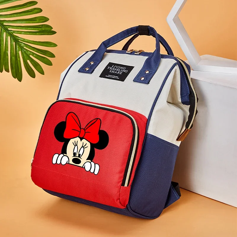 Disney Mickey Minnie Mouse Portable Multi-functional Mommy Bag Fashion Backpack Large Capacity Zipper Diaper Bag for Travel