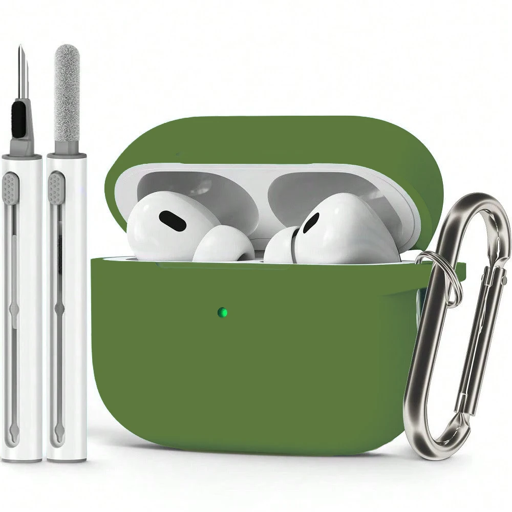 Custodia per auricolari per AirPods Pro2 Cover con kit di pulizia Custodia protettiva in silicone morbido con gancio per cuffie Wirless