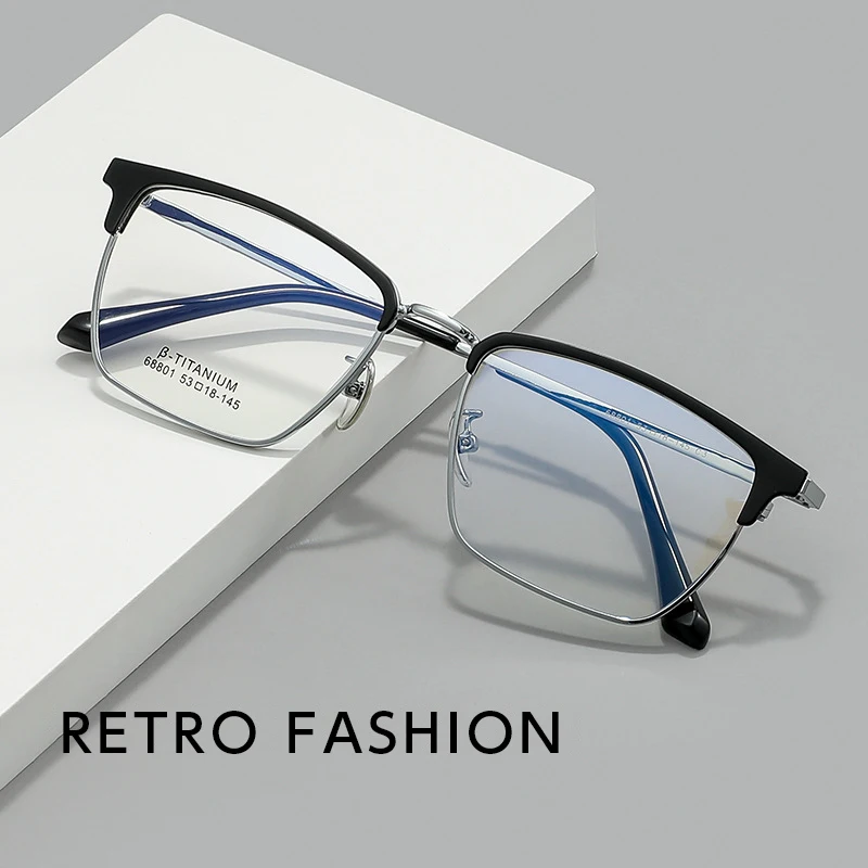 HONGMEI Ultra-light Business Simple High-quality Luxury Pure Titanium Optical Prescription Half-frame Eyeglasses Frames