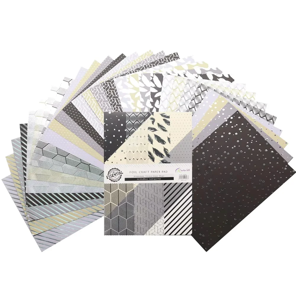 Kreative Goldblattblätter im A4-Format, strukturiertes, dekoratives Scrapbooking-Papier, Gold-Silber-Folien-Bastelpapierblock für Planer und Journaling – Detail 13