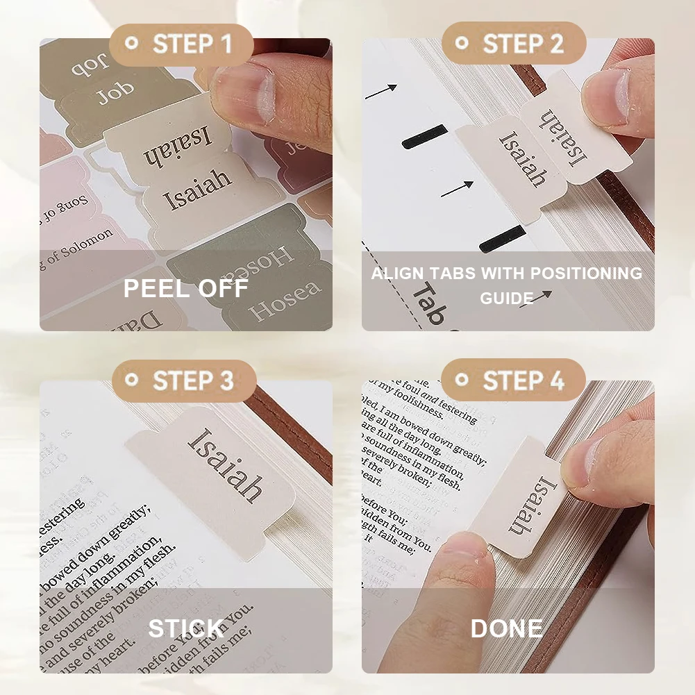 5 Sheet Bookmark Stickers Easy Read Bible Book Tabs Bible Index Label Sticker Study Supplies Decorative Label for Study Reading