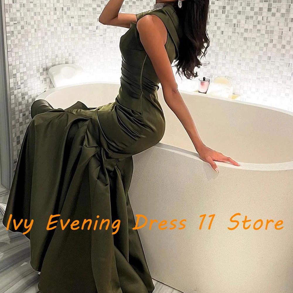 Customized Fashion Off the Shoulder Satin Evening Dresses Delicate Short Sleeves Straight Floor Length Special Occasion Gowns