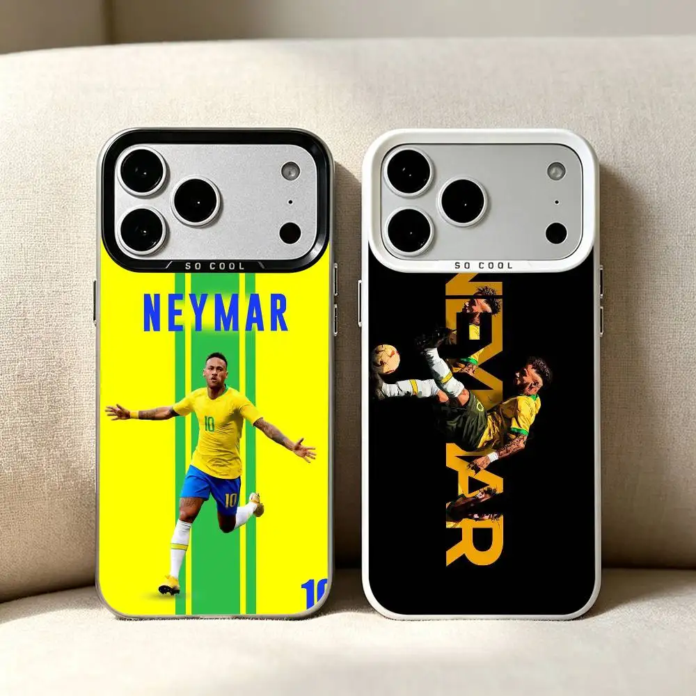 NO-010-N- Чехол для телефона с Неймаром для iPhone 17, 16, 15, 14, 13, 12, 11 Plus Pro Max, серебристый цвет, Funda Bumbe