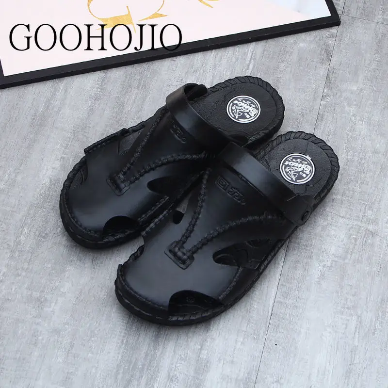 Summer Men Shoes High Quality Men Sandals Slip-on Beach Men Slippers Soft Black Male Sandals Rubber Slippers Wear-resistant