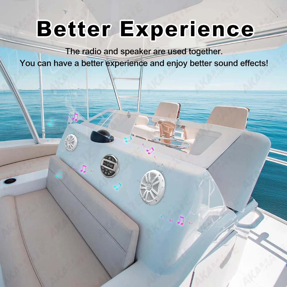 Boat Radio System Media Player Marine Radio /Speaker /FM AM Antenna Waterproof Bluetooth MP3 Audio Radio for RV ATV UTV SPA RZR