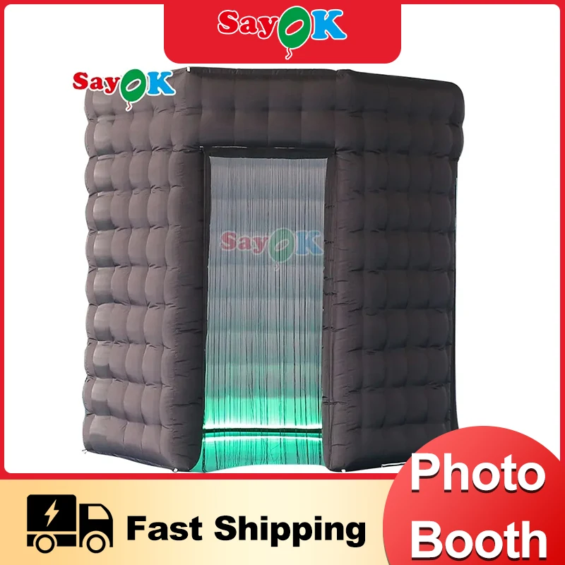 

SAYOK 2x2.5m Portable Inflatable Hexagon Photo Booth Enclosure Inflatable Photo Booth Backdrop Props for Wedding Party Event