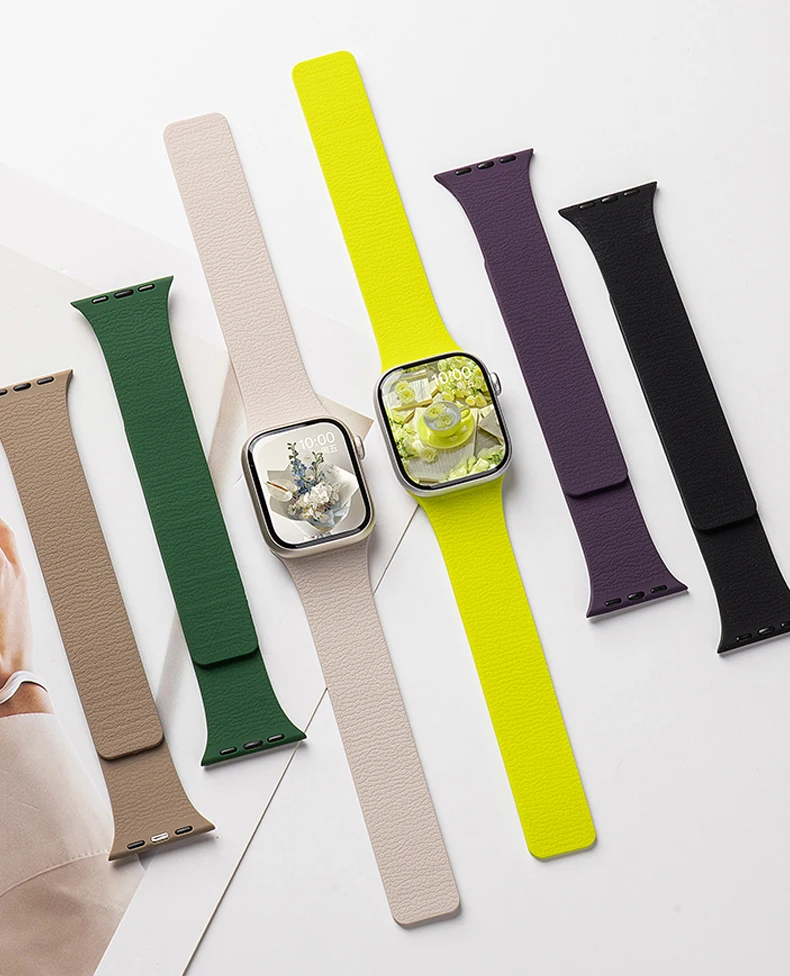 Магнитный силиконовый ремешок для Apple Watch Band Ultra 2 49 мм 45 мм 41 мм Браслет Iwatch Series 10 9 8 7 6 SE 5 4 3 46 42 мм 44 мм 40 мм