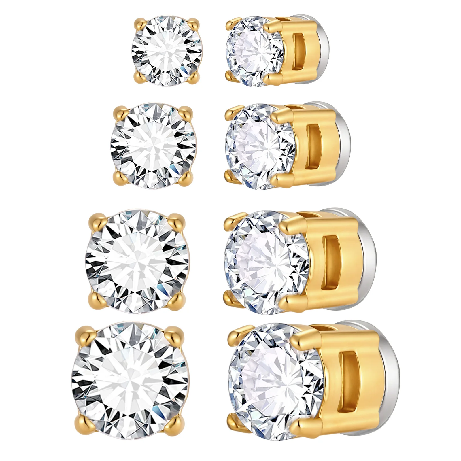 Vnox 5/6/7/8mm Breite Magnetischer Ohrclip, Weißer Zirkon Ohne Piercing Edelstahl Magnet-Ohrringe für Männer Frauen Punk-Schmuck Geschenk – Detail 1