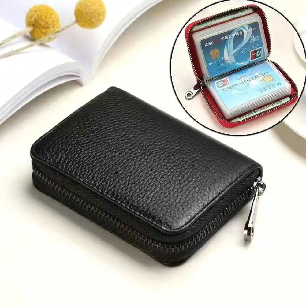Unisex Ultra-Thin Minimalist Wallet with Zipper Closure Design, Ultra-Light and Portable, Multiple Card Slots for Storing Credit Cards, Cash, and Id Documents, Durable Synthetic Leather Material, Black