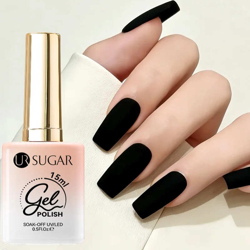 UR SUGAR 15ml Black UV/LED Gel Nail Polish High Gloss For French Manicure Soak Off Nail Gel Salon DIY Semi Permanent Gel Varnish