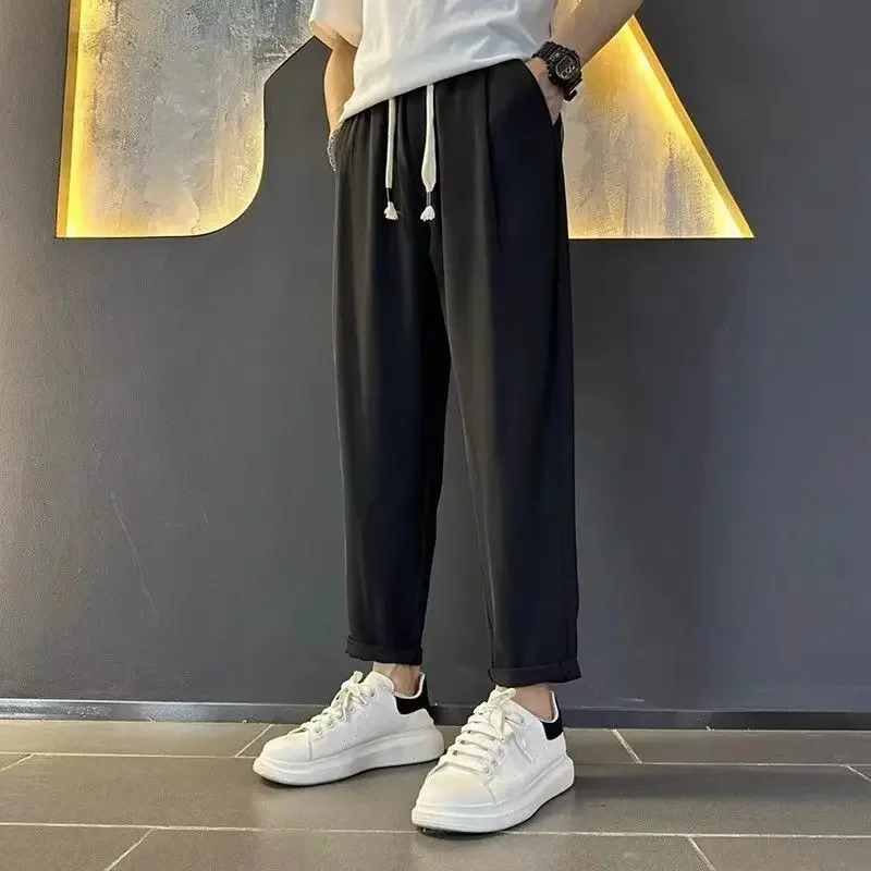

9 Cropped Suit Trousers for Men Baggy Clothes Offer Classic Slacks Vintage Thin Casual Stylish Cheap Elegant Up Man Suits Pants