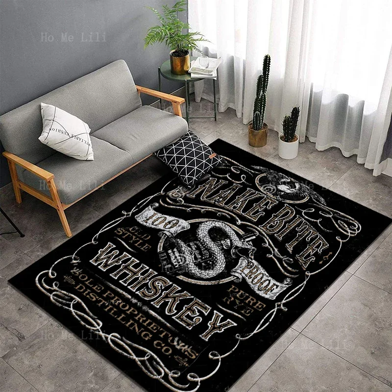 A Snake Wrapped Around A Wine Bottle And An Eagle Non Slip Flannel Floor Rugs By Ho Me Lili