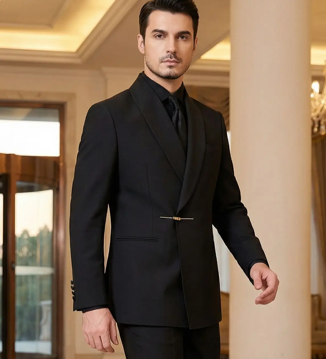 

Мужской элегантный черный пиджак в британском стиле, двубортный, для делового и повседневного образа, профессиональная и формальная одежда для джентльменов