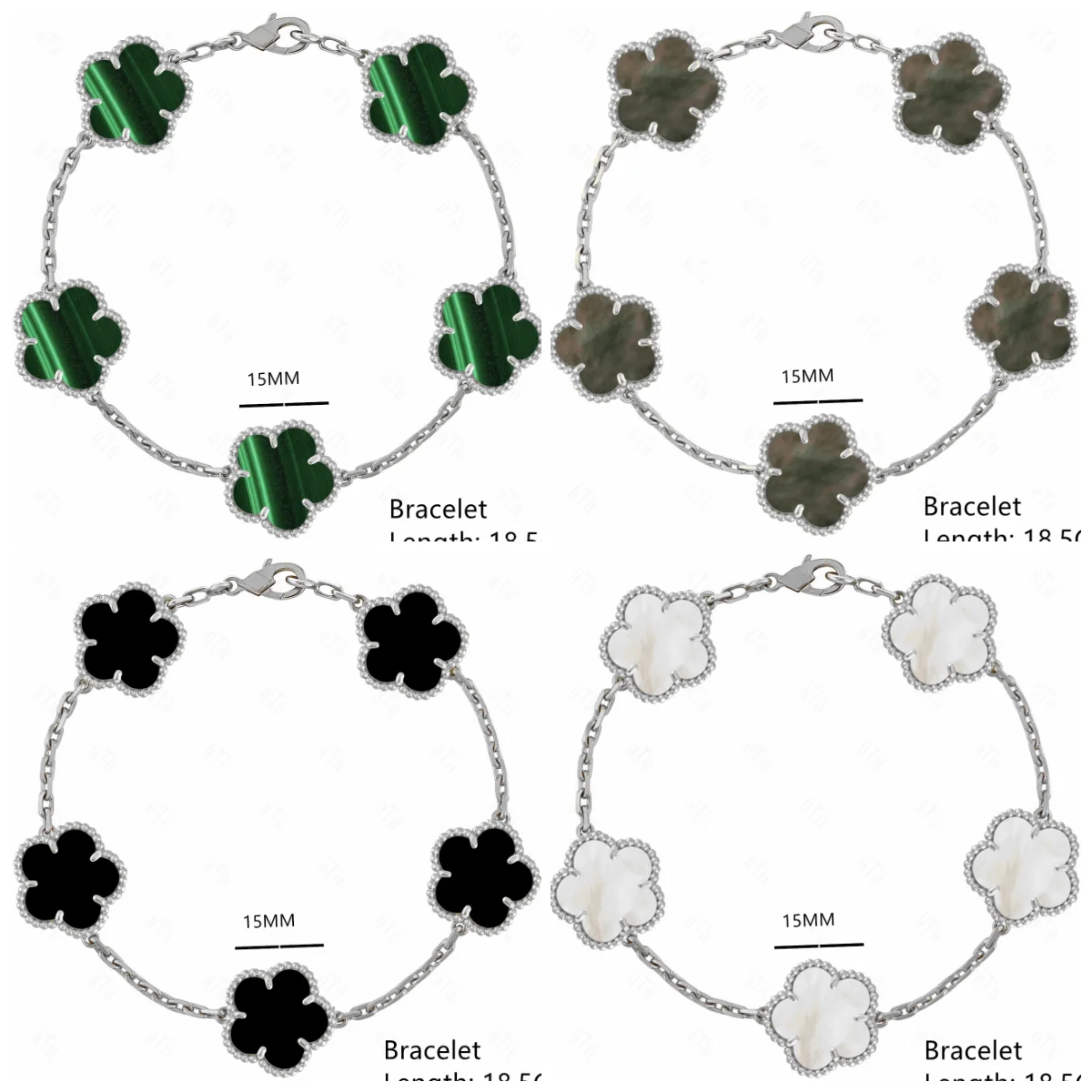 ALINFA Luxury Large Five-leaf Flower Four-leaf Clover Bracelet Gold Silver Bracelet Natural Stone Shell Bracelet Charm Bracelet