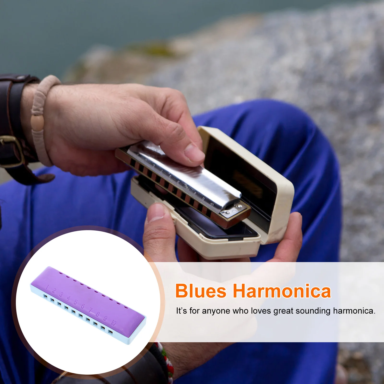 

1Set 10-Hole 20-Tone Copper Harmonica For Adults Beginners Blues Folk Music Instrument Storage Case Portable Abs Harmonica