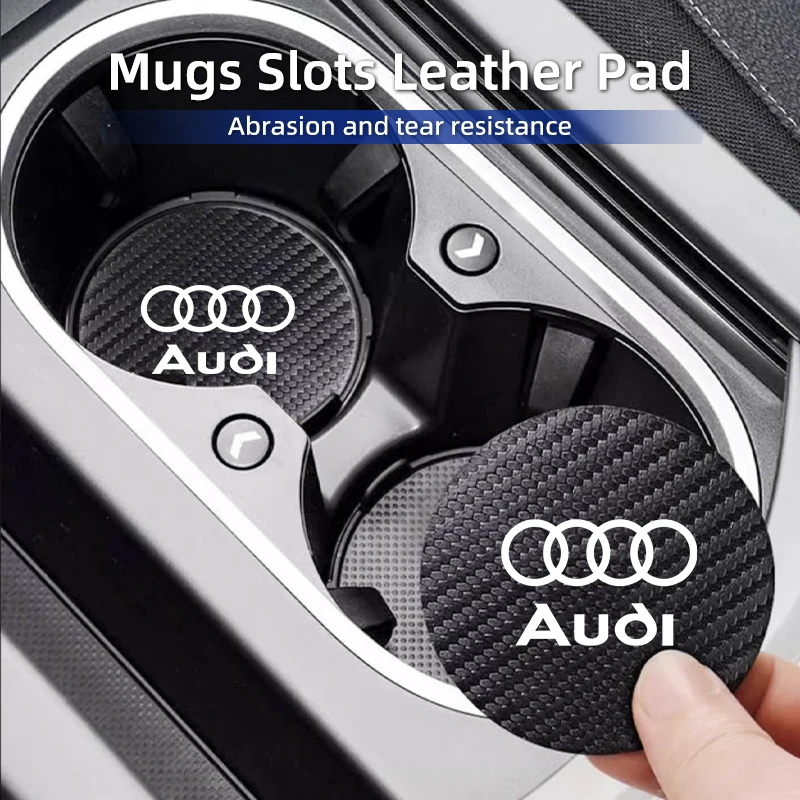 2Pcs Car Water Cup Mat Carbon Fiber Bottle Holder Pad Anti-slip For Audi A1 A3 A4 A5 A6 A7 A8 Q2 Q3 Q5 Q7 Q8 Quattro S7 S8 S3 S4