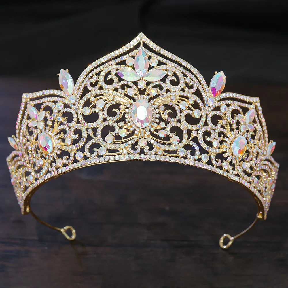 Corona de diamantes de imitación de alta gama, tocado de novia, accesorios barrocos para el cabello de boda, vestido principal, Corona Light, joyería de lujo