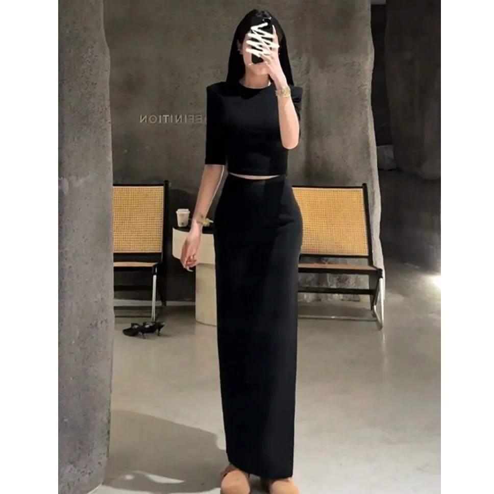 Bla Set gonna asimmetrica da donna Estate 2025 Nuovo completo aderente con vita incinta e spacco di fascia alta