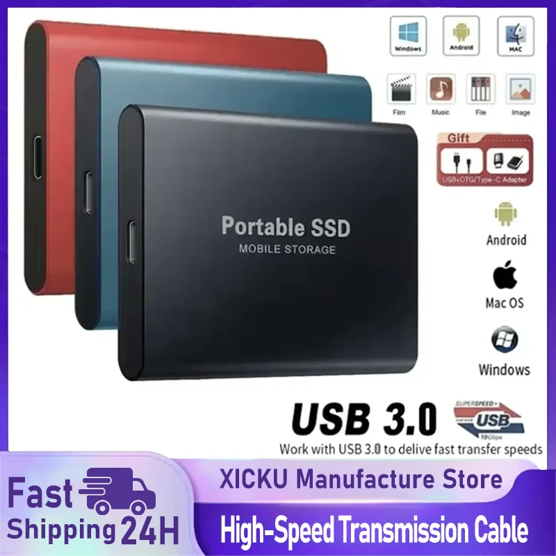 

16 ТБ USB 3.0 Тип C Внешний твердотельный накопитель Жесткий диск Высокоскоростной внешний жесткий диск Портативный SSD для ПК Телефон 16 15