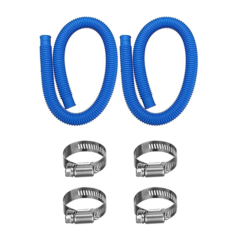 

A21I-2Pcs Pool Pump Replacement Hoses For Above Groud Pools - Pool Hoses For Pool Filter Pump 607, 637 With 4 Clamps Easy Instal