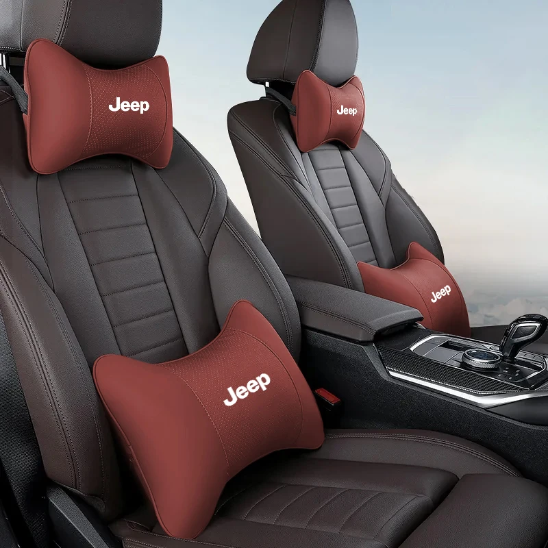 سيارة مقعد الرقبة وسادة جلدية مسند الرأس كرسي داعم للخصر القطني ل جيب جراند شيروكي رانجلر JK المصارع البوصلة رينيجيد #6