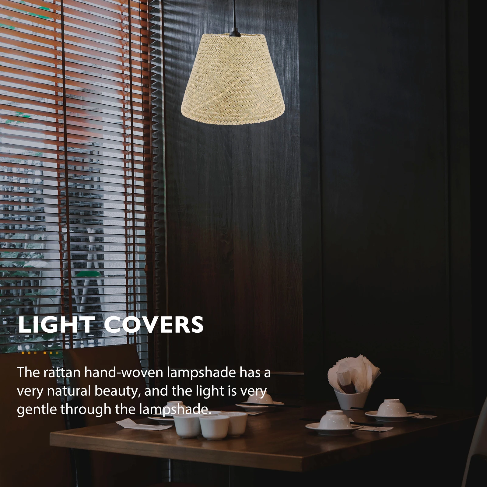 

Straw Lampshade Wicker Rattan Light Cover Vintage Woven Durable Decorative Home Office Bedroom Lighting for Table Lamp Floor