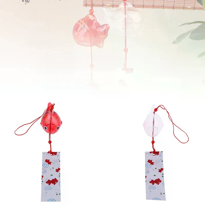 Goldfish Garden Hanging Outdoor Decor Pendant Furin Decorative Fish Ornament Wind Chime Chimes Japanese Glass Style