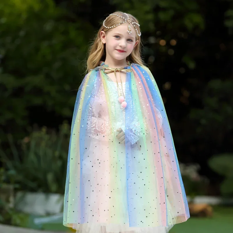 Summer Girl Shawl Cospaly Costume, Girl Ice and Snow Princess Draped with a Cape, Party Accessories Cospaly Costume image 2