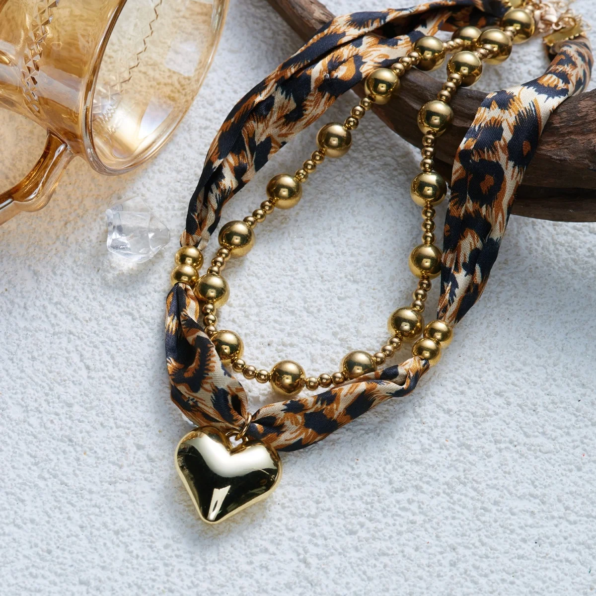 Y2K Sweet Cool Style Halskette mit Leopardenmuster und unregelmäßigem großem Herzanhänger für Damen und Herren, Liebesherz, Ins-Ästhetik-Schmuck – Detail 27