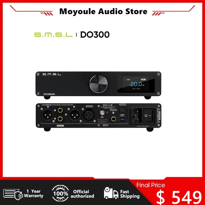 

SMSL DO300 Audio DAC ES9039MSPRO DO300 MQA CD Decoder XMOS XU316 DSD512 32Bit 768KHZ Bluetooth 5.1 LDAC XLR I2S + Remote Control