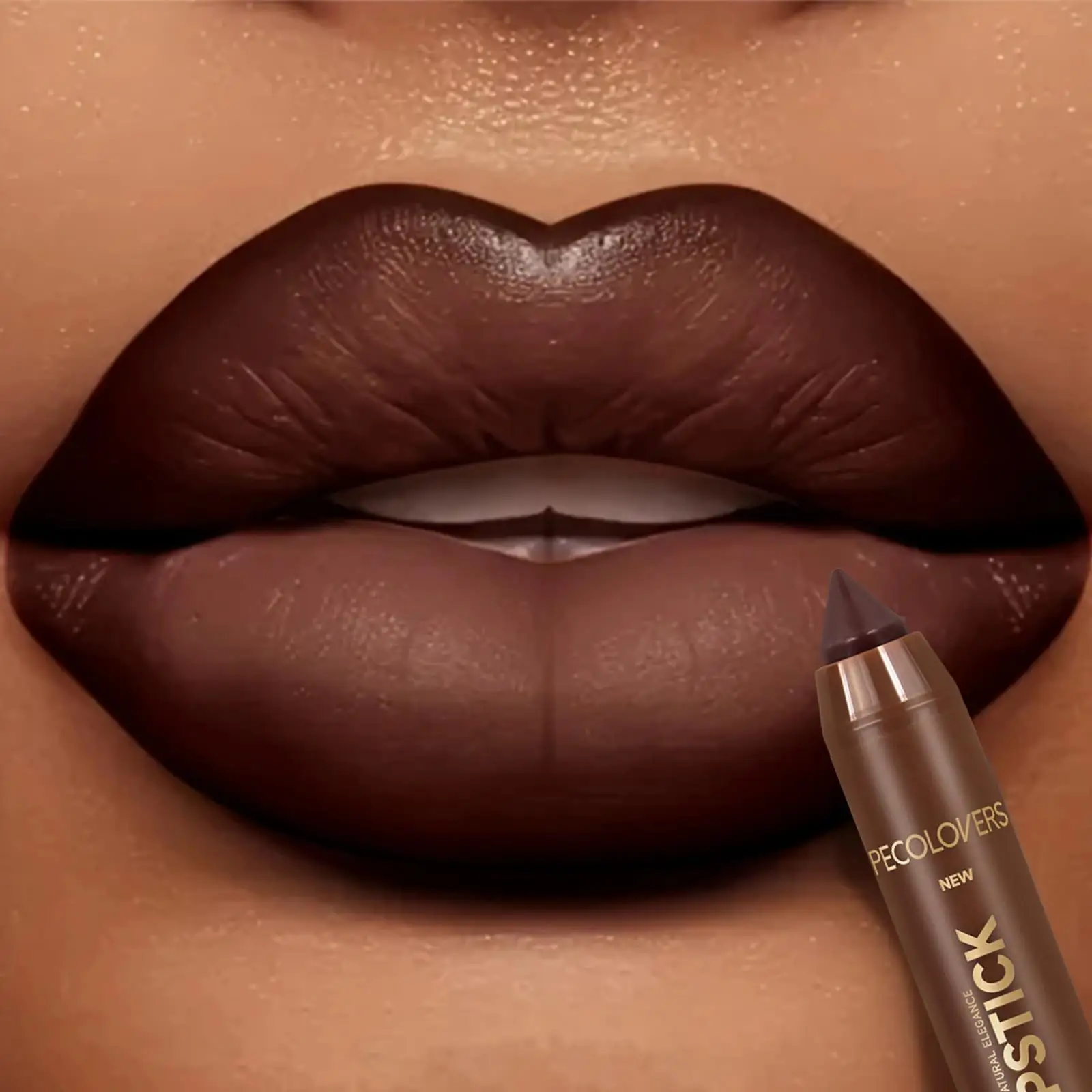 1PC 長持ちする防水口紅 - ノンスティックカップ、高色素マット仕上げ、ブラウントーン、便利なリップライナー口紅