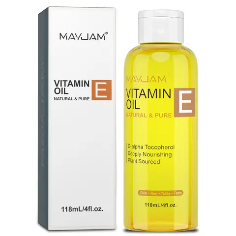 MAYJAM Aceite de Vitamina E de 118ml y 236ml para el Cuidado de la Piel y el Cabello, Nutritivo e Hidratante, para Masajes Corporales y Spa, Aceite Esencial Vegetal, Envío Rápido y Gratuito