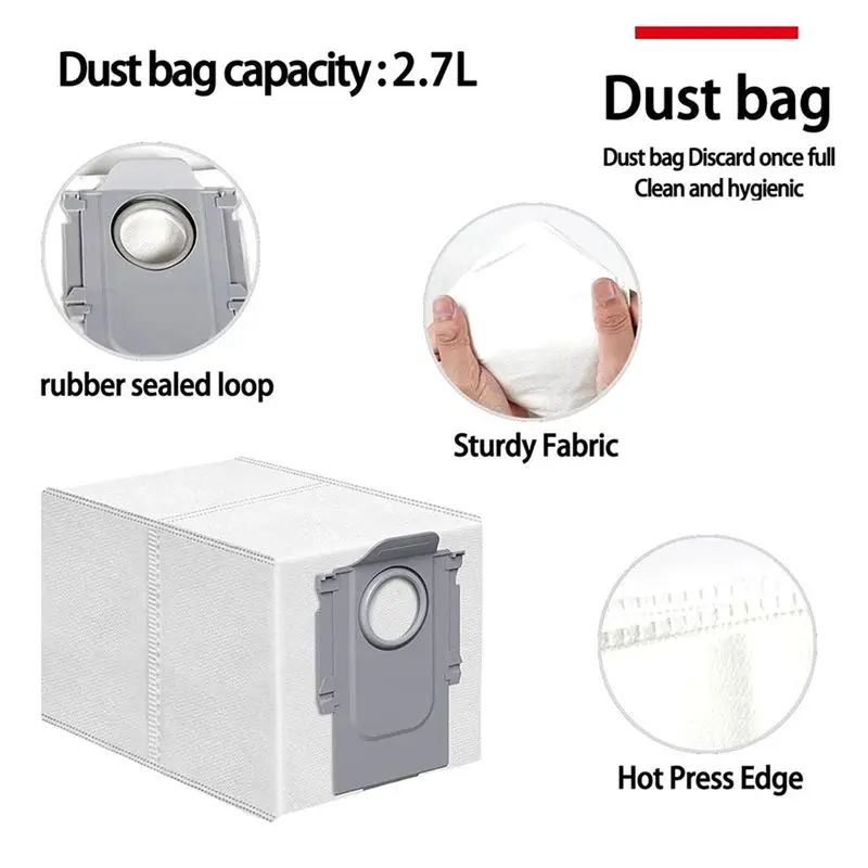 8X Compatible For Roborock Qrevo Curv / P20 Pro Robot Vacuum Replacement Parts Hepa Filter Mop Cloth Dust Bag-B61B
