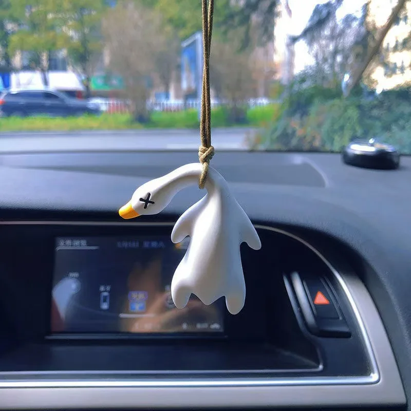 Customized. 2025 Hot-Selling Color-Changing Roast Duck Pendant Car Decoration Rearview Mirror Fun Cute Cartoon Duck Car
