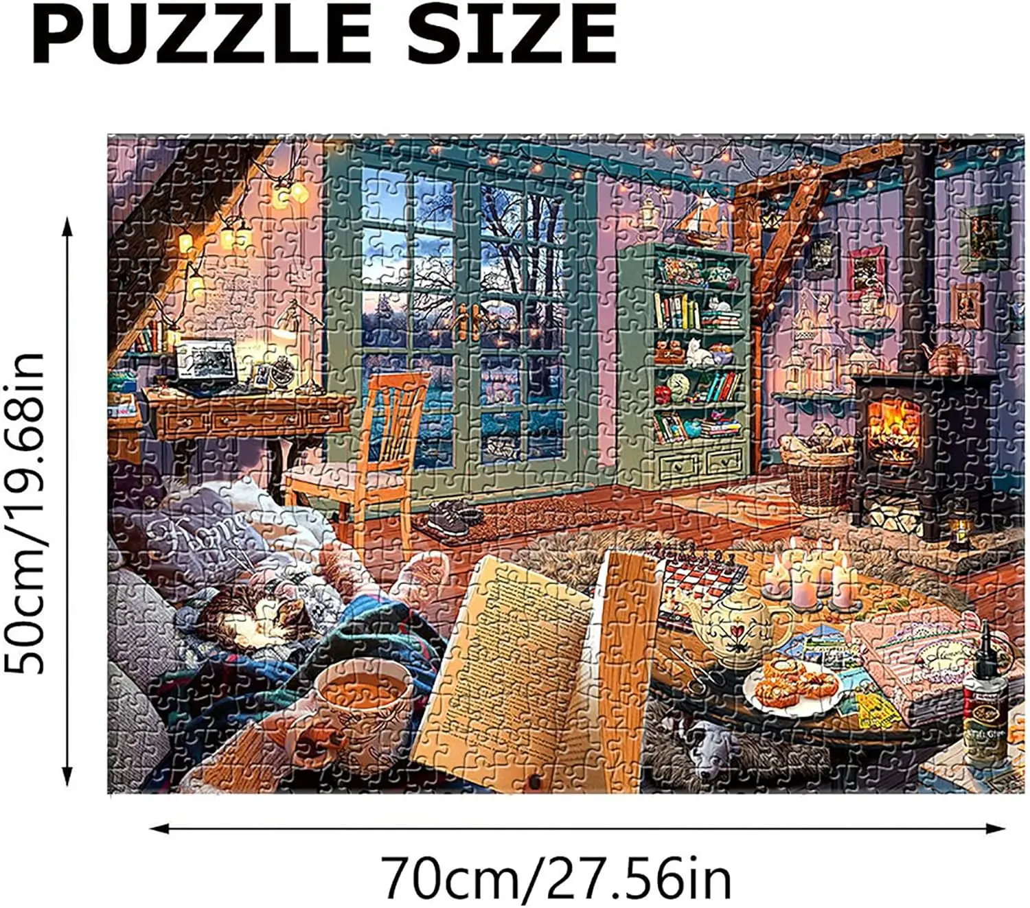 Puzzle 1000 Pieces Warm Home Educational Adults Teens Brain Challenge Daily Game Toy, Showcase Wall Decoration